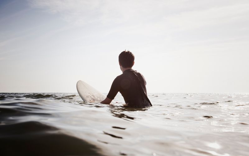Surfer waiting for wave